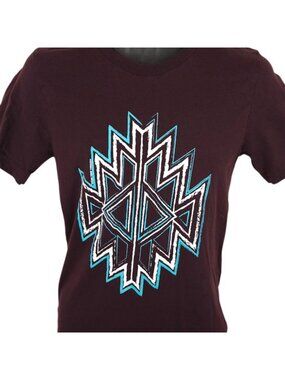 Texas True Threads T Shirt Womens Size Small Maroon Red Southwestern Print